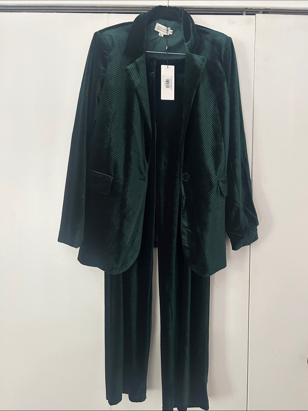 Molly Bracken Jade Velvet Blazer & Trouser Set